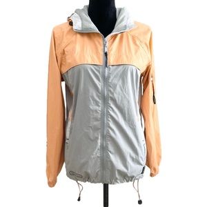 Columbia Women's Packable Orange/Gray Hooded Rain Jacket Size Small